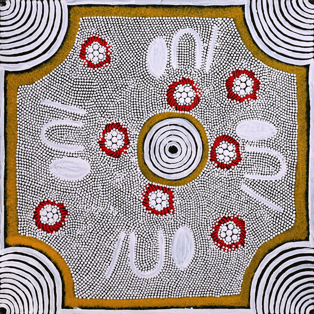 Aboriginal Art by Lindy Nangala Briscoe, Karnta Jukurrpa (Womens Dreaming), 40x40cm - ART ARK®