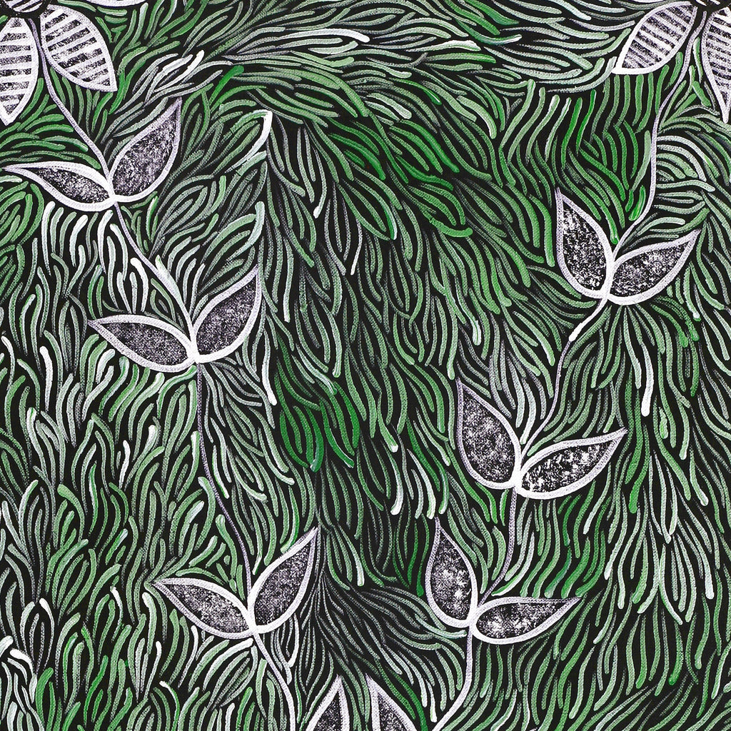 Aboriginal Artwork by Lindy Nangala Tilmouth Presco, Bush Tucker, 76x30cm