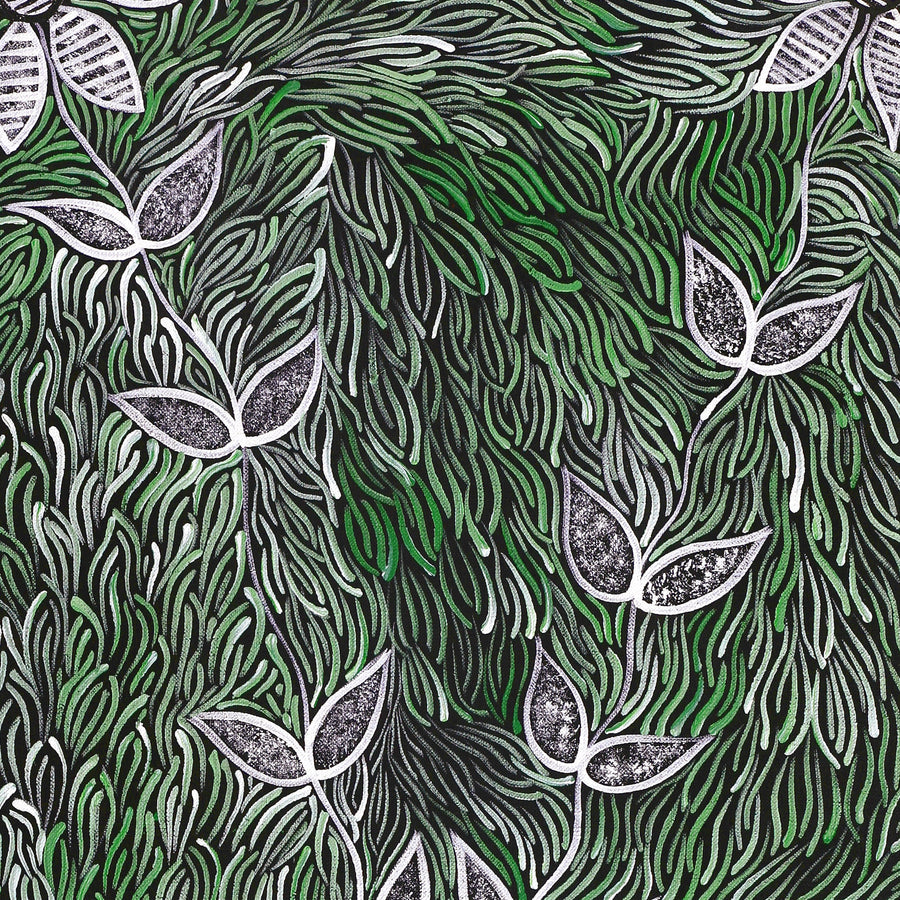 Aboriginal Artwork by Lindy Nangala Tilmouth Presco, Bush Tucker, 76x30cm