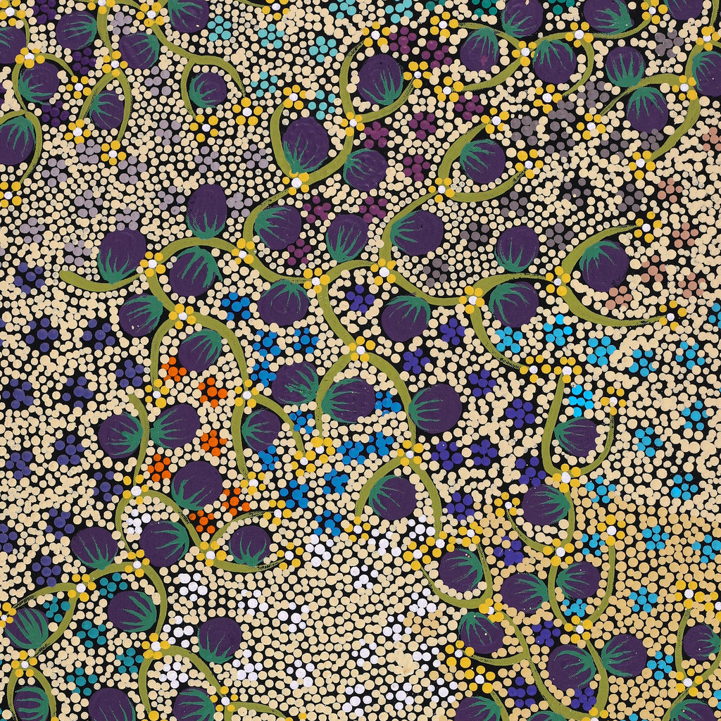 Aboriginal Art by Lisa Napangardi Lowe, Wanakiji Jukurrpa (Bush Tomato Dreaming), 91x46cm - ART ARK®