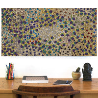 Aboriginal Artwork by Lisa Napangardi Lowe, Wanakiji Jukurrpa (Bush Tomato Dreaming), 91x46cm