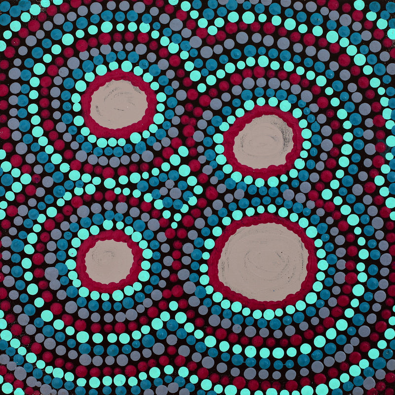 Aboriginal Artwork by Lisa Napanangka Marshall, Ngapa Jukurrpa (Water Dreaming) - Pirlinyarnu , 30x30cm