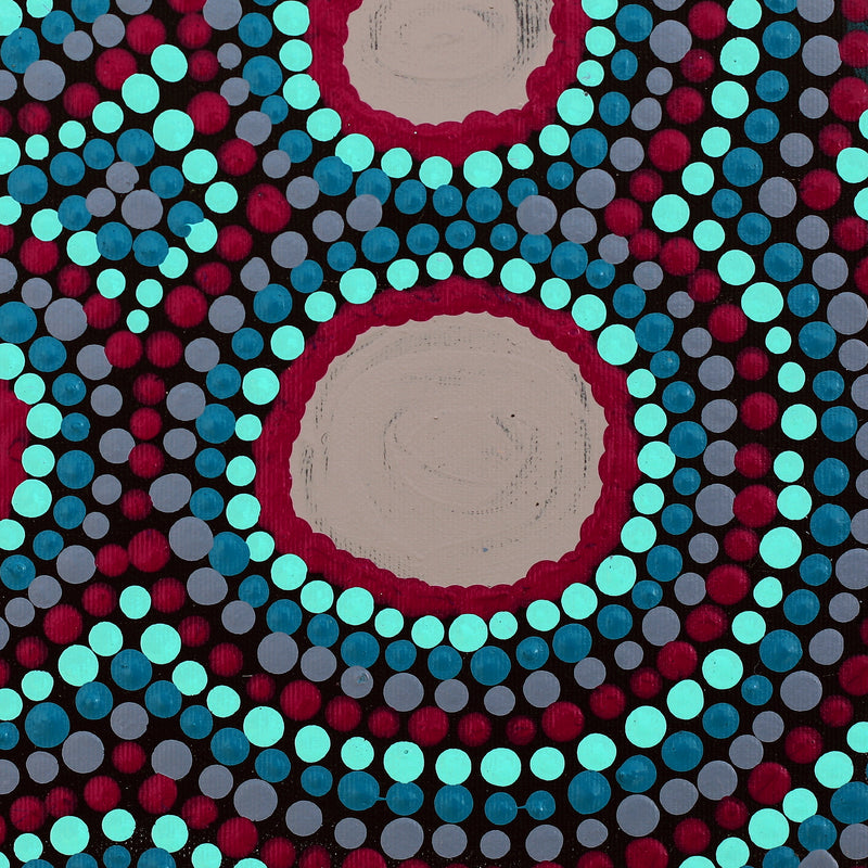 Aboriginal Artwork by Lisa Napanangka Marshall, Ngapa Jukurrpa (Water Dreaming) - Pirlinyarnu , 30x30cm