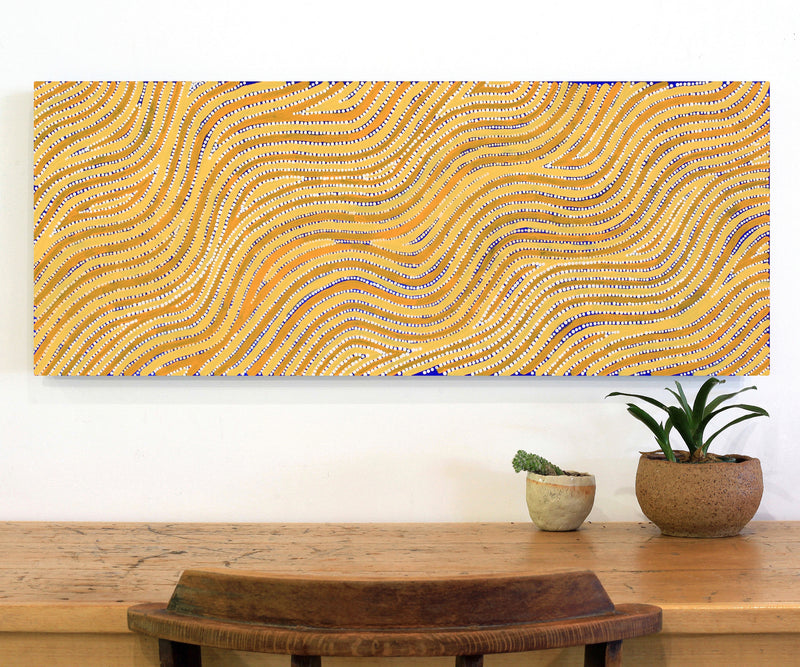 Aboriginal Artwork by Lisa Multa, Tali at Kungkayunti, 100x40cm