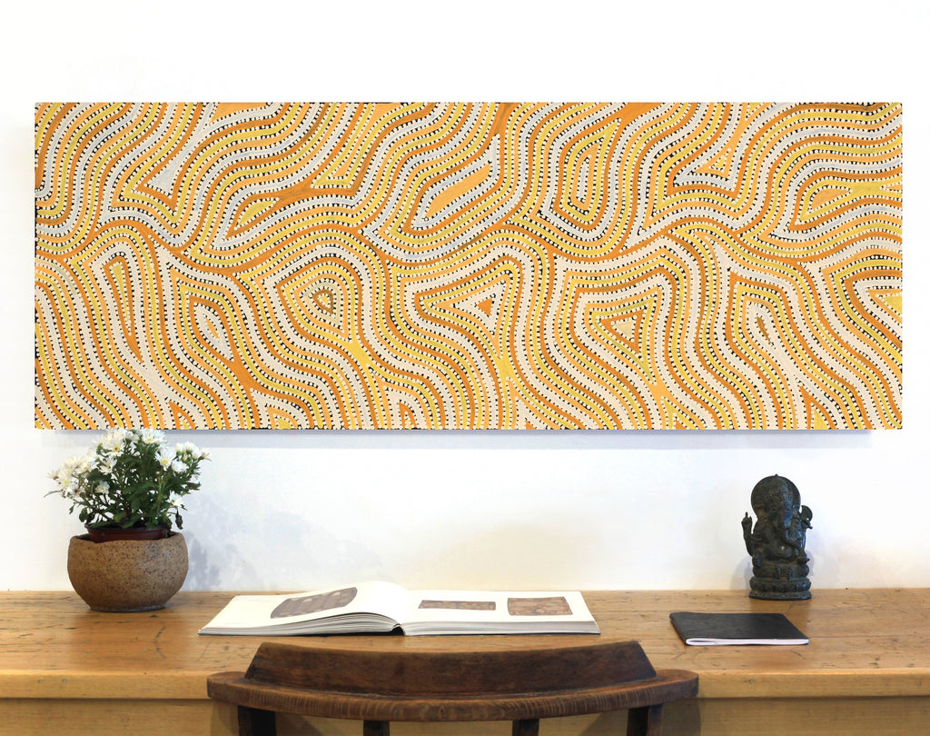 Aboriginal Artwork by Lisa Multa, Tali at Kungkayunti, 122x46cm