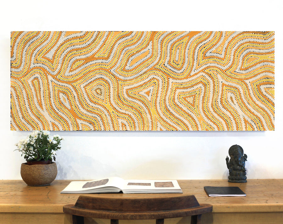Aboriginal Artwork by Lisa Multa, Tali at Kungkayunti, 122x46cm