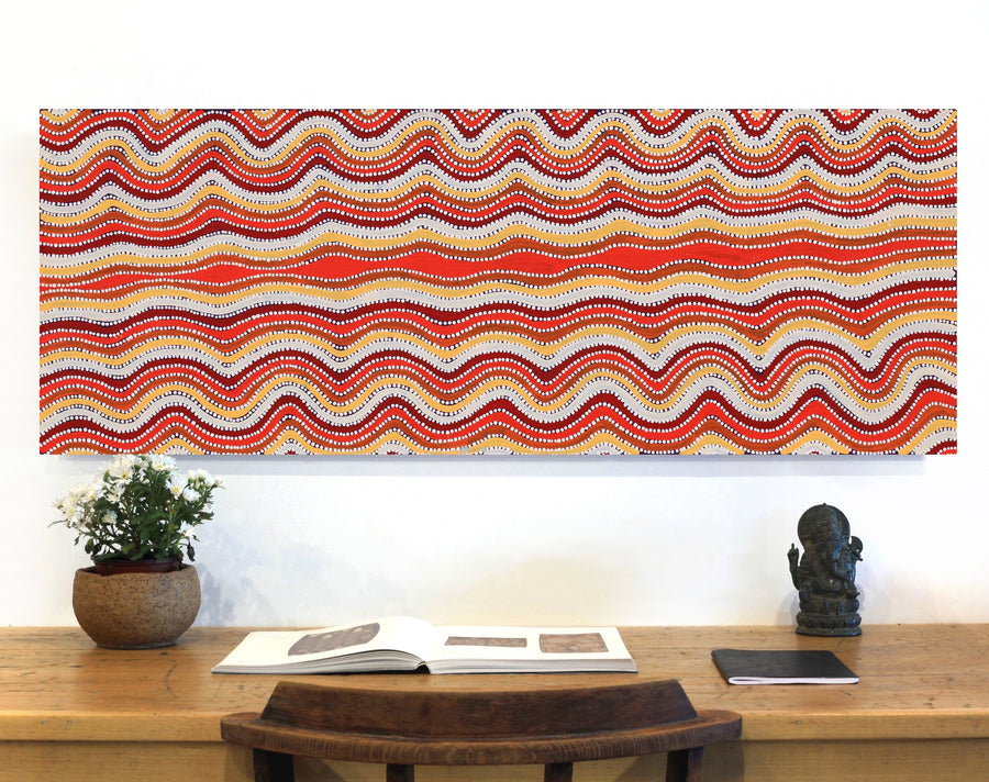 Aboriginal Artwork by Lisa Multa, Tali at Kungkayunti, 122x46cm