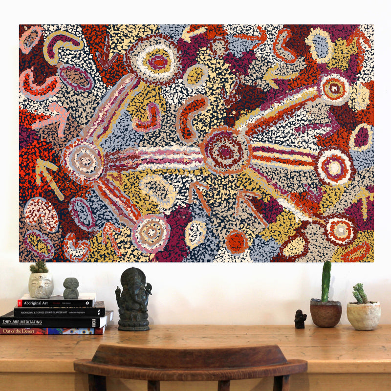 Aboriginal Artwork by Lisa Ward, Kalaya Tjukurpa (Emu Dreaming), 91x61cm
