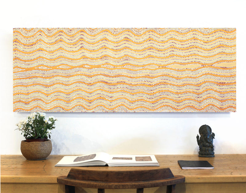 Aboriginal Artwork by Lisa Multa, Tali at Kungkayunti, 122x46cm