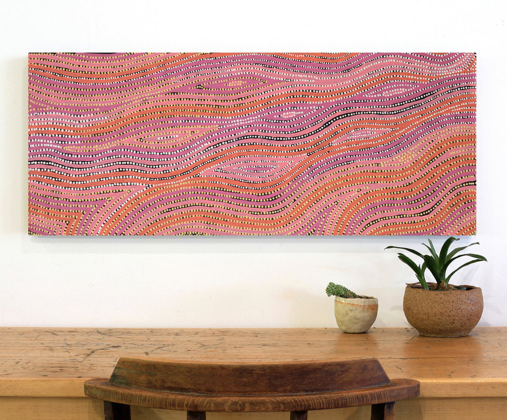 Aboriginal Artwork by Lisa Multa, Tali at Kungkayunti, 100x40cm