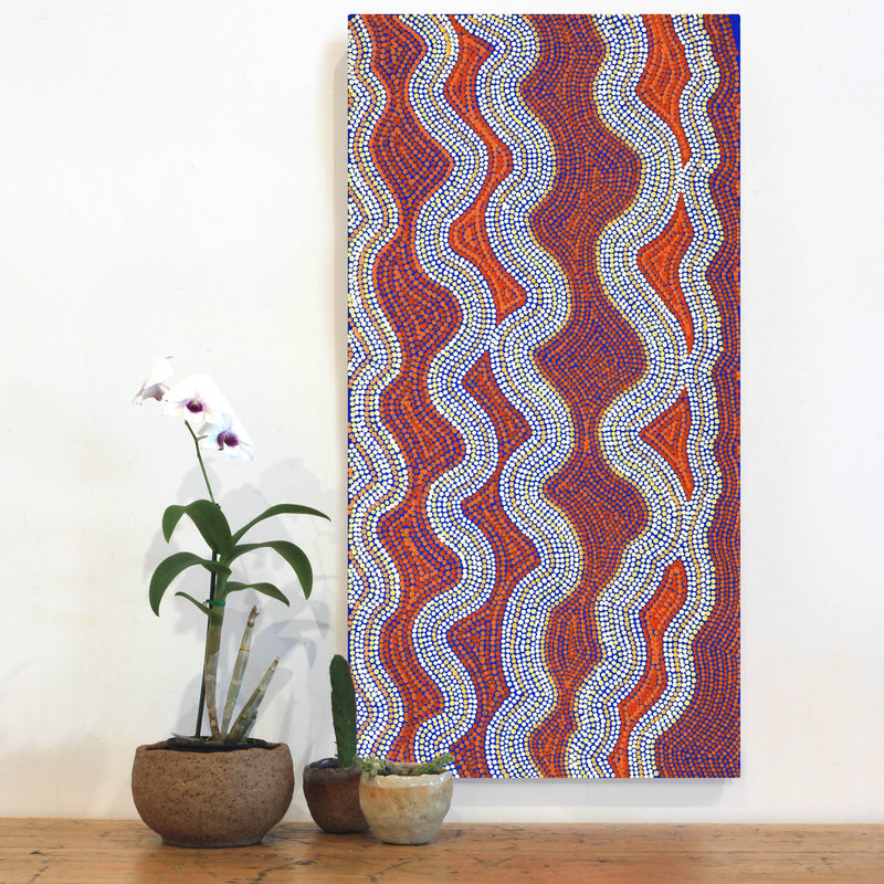 Aboriginal Artwork by Lisa Multa, Tali at Kungkayunti, 80x40cm