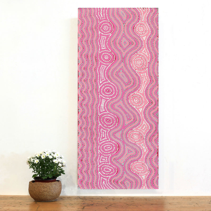 Aboriginal Artwork by Lisa Multa, Tali at Kungkayunti, 90x40cm