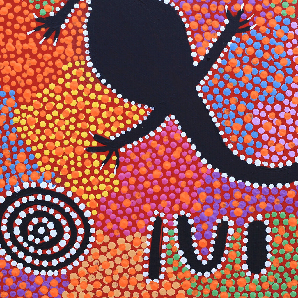 Aboriginal Artwork by Lizzie Nungarrayi Spencer, Wardapi Jukurrpa (Goanna Dreaming) - Yarripurlangu, 30x30cm