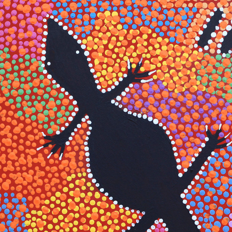 Aboriginal Artwork by Lizzie Nungarrayi Spencer, Wardapi Jukurrpa (Goanna Dreaming) - Yarripurlangu, 30x30cm