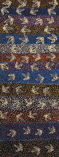 Aboriginal Artwork by Lloyd Jampijinpa Brown, Yankirri Jukurrpa (Emu Dreaming) - Ngarlikurlangu, 122x46cm