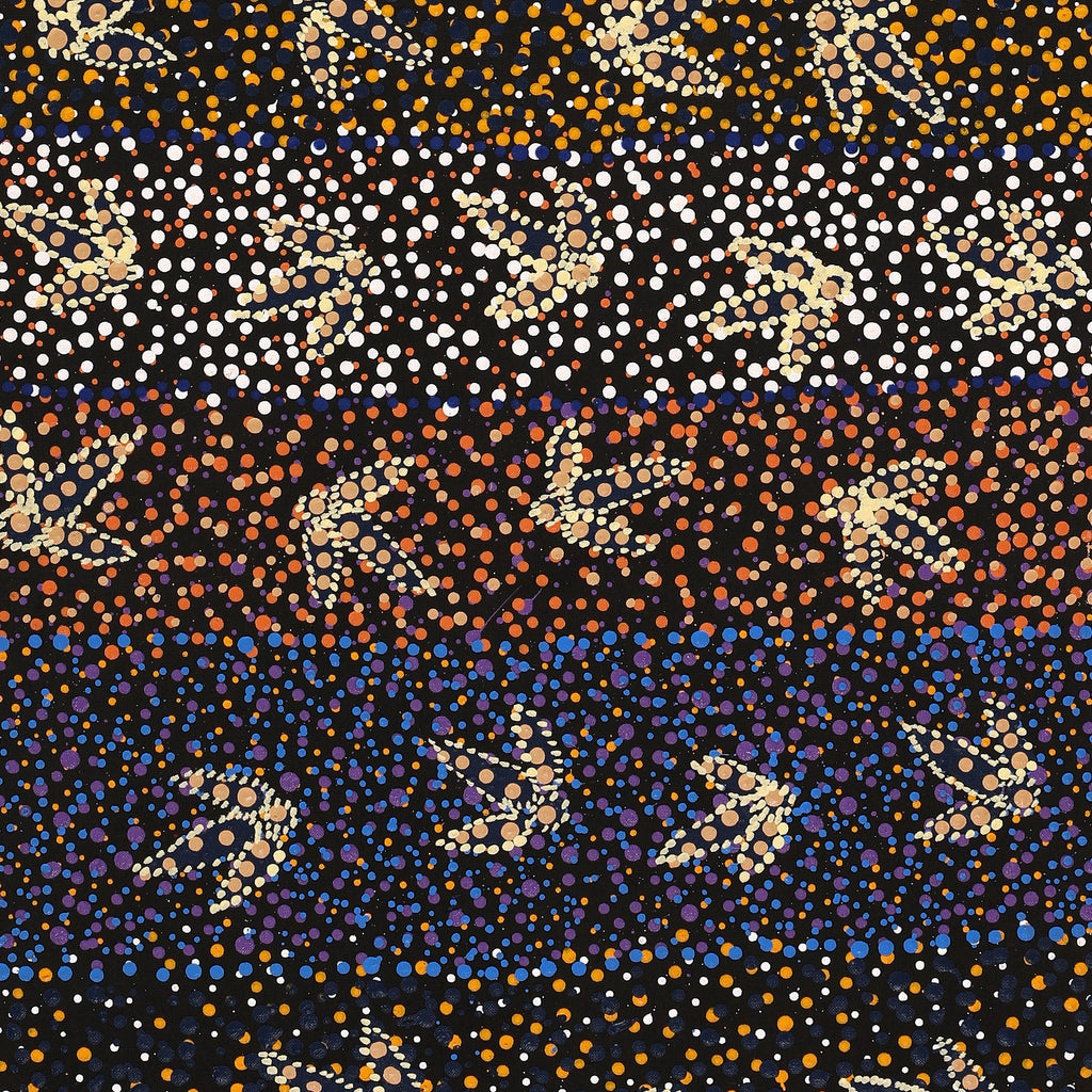Aboriginal Artwork by Lloyd Jampijinpa Brown, Yankirri Jukurrpa (Emu Dreaming) - Ngarlikurlangu, 122x46cm