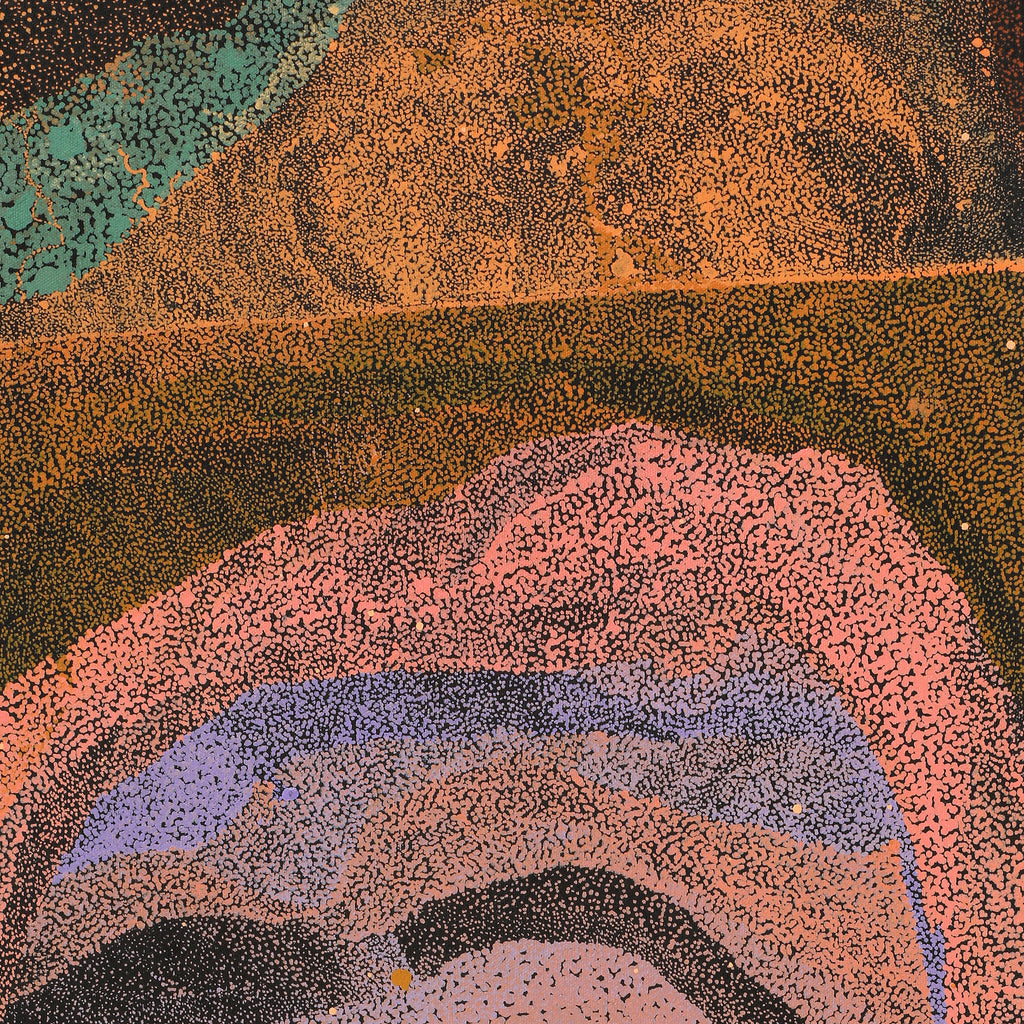 Aboriginal Artwork by Lloyd Jampijinpa Brown, Yankirri Jukurrpa (Emu Dreaming) - Ngarlikurlangu, 152x30cm