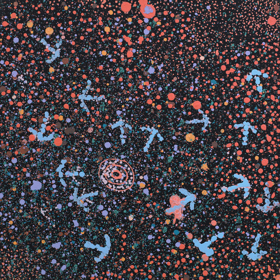 Aboriginal Artwork by Lloyd Jampijinpa Brown, Yankirri Jukurrpa (Emu Dreaming) - Ngarlikurlangu, 30x30cm