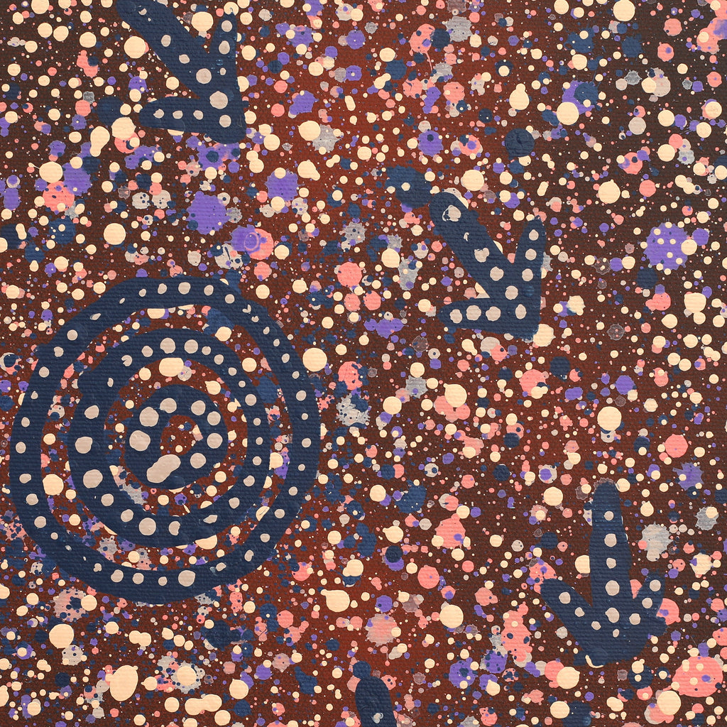 Aboriginal Artwork by Lloyd Jampijinpa Brown, Yankirri Jukurrpa (Emu Dreaming) - Ngarlikurlangu, 30x30cm