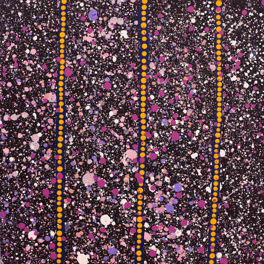 Aboriginal Artwork by Lloyd Jampijinpa Brown, Yankirri Jukurrpa (Emu Dreaming) - Ngarlikurlangu, 30x30cm