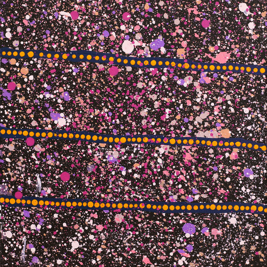 Aboriginal Artwork by Lloyd Jampijinpa Brown, Yankirri Jukurrpa (Emu Dreaming) - Ngarlikurlangu, 30x30cm