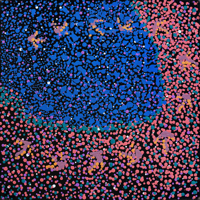 Aboriginal Artwork by Lloyd Jampijinpa Brown, Yankirri Jukurrpa (Emu Dreaming) - Ngarlikurlangu, 30x30cm