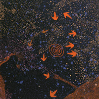 Aboriginal Artwork by Lloyd Jampijinpa Brown, Yankirri Jukurrpa (Emu Dreaming) - Ngarlikurlangu, 40x40cm