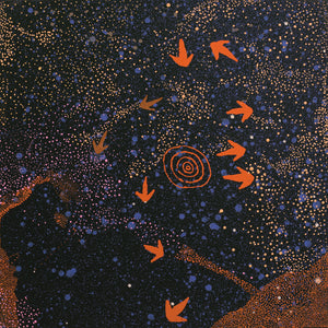 Aboriginal Artwork by Lloyd Jampijinpa Brown, Yankirri Jukurrpa (Emu Dreaming) - Ngarlikurlangu, 40x40cm - ART ARK®