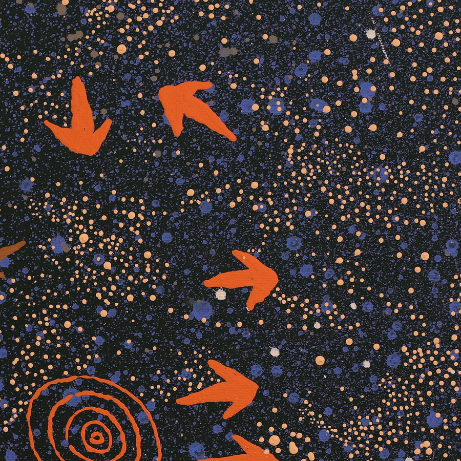 Aboriginal Artwork by Lloyd Jampijinpa Brown, Yankirri Jukurrpa (Emu Dreaming) - Ngarlikurlangu, 40x40cm