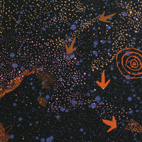 Aboriginal Artwork by Lloyd Jampijinpa Brown, Yankirri Jukurrpa (Emu Dreaming) - Ngarlikurlangu, 40x40cm