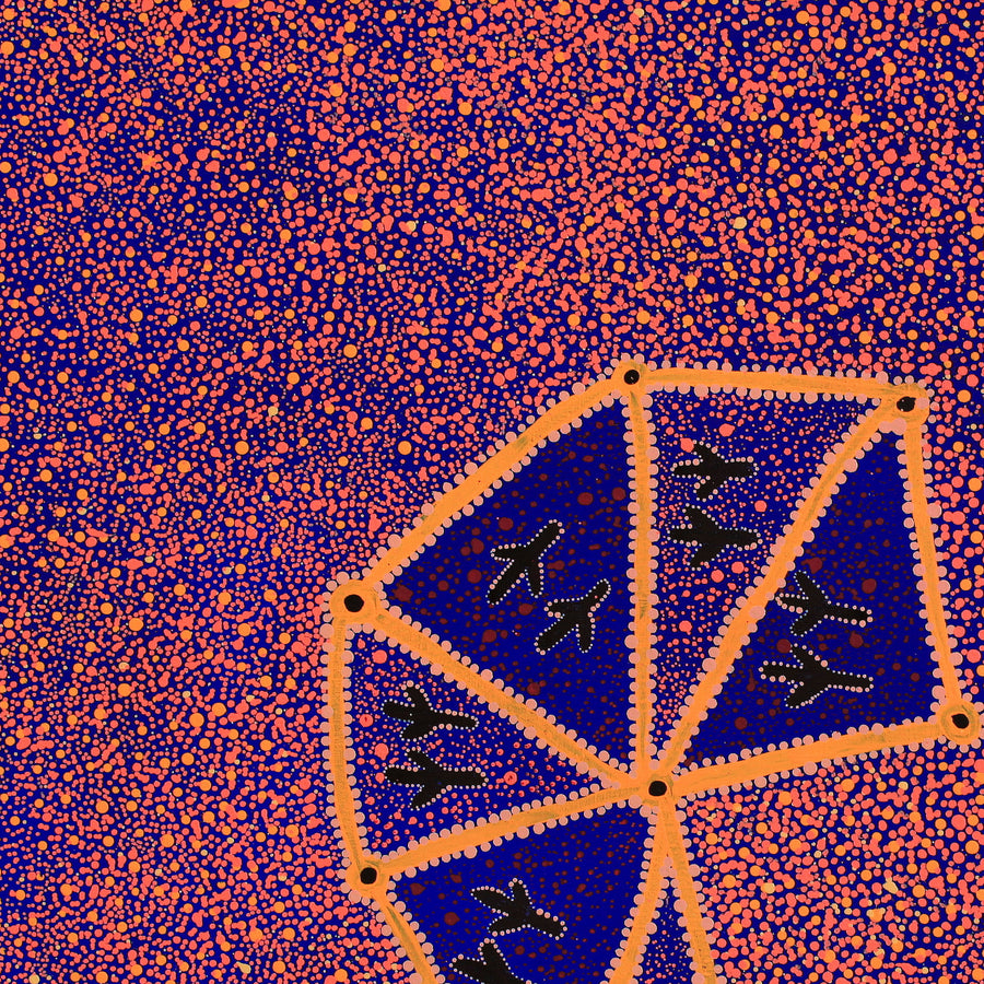 Aboriginal Artwork by Lloyd Jampijinpa Brown, Yankirri Jukurrpa (Emu Dreaming) - Ngarlikurlangu, 76x76cm