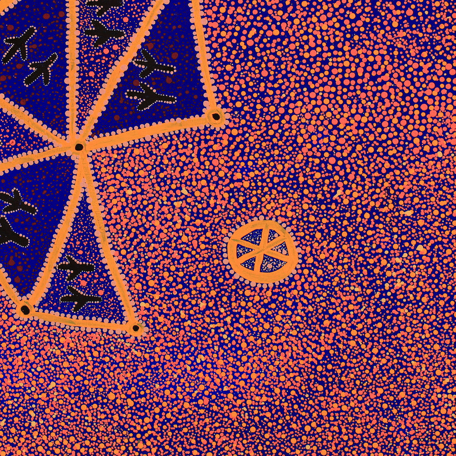 Aboriginal Artwork by Lloyd Jampijinpa Brown, Yankirri Jukurrpa (Emu Dreaming) - Ngarlikurlangu, 76x76cm