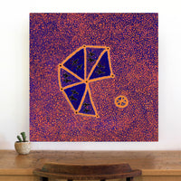 Aboriginal Artwork by Lloyd Jampijinpa Brown, Yankirri Jukurrpa (Emu Dreaming) - Ngarlikurlangu, 76x76cm