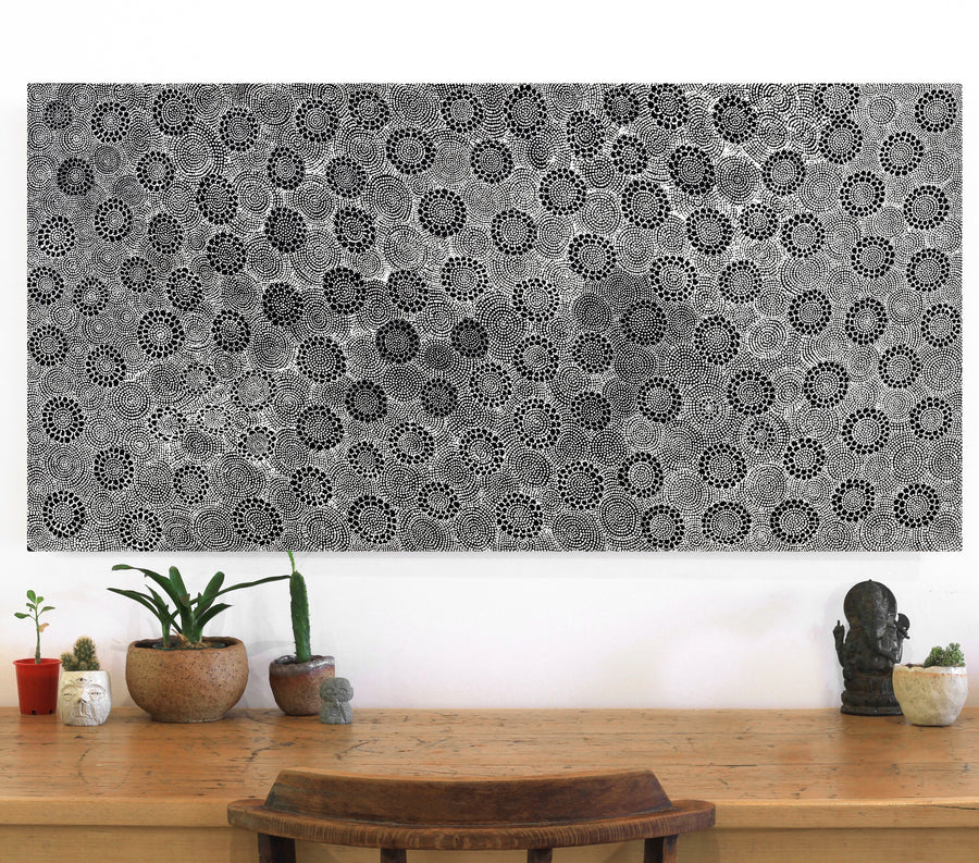 Aboriginal Artwork by Lola Nampijinpa Brown, Ngapa Jukurrpa - Mikanji, 122x61cm