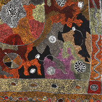 Aboriginal Artwork by Lola Nampijinpa Brown, Ngapa Jukurrpa - Mikanji, 107x107cm