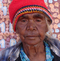 Aboriginal Artwork by Long Maggie Nakamarra White, Ngapa Jukurrpa (Water Dreaming), 61x30cm