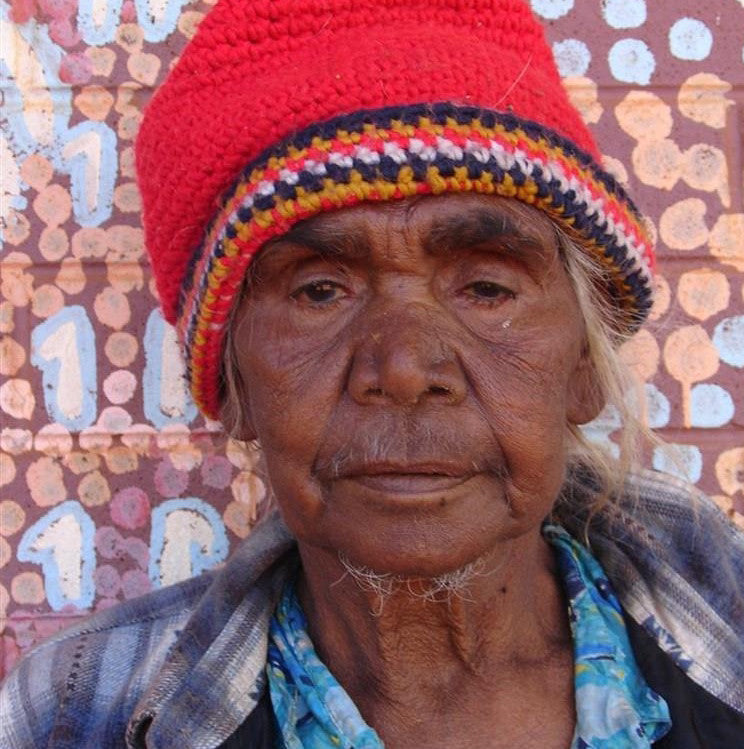 Aboriginal Artwork by Long Maggie Nakamarra White, Yinirnti Jukurrpa (Bean Tree Dreaming), 61x46cm