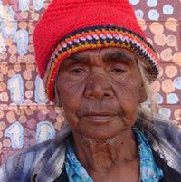 Aboriginal Artwork by Long Maggie Nakamarra White, Yinirnti Jukurrpa (Bean Tree Dreaming), 61x46cm