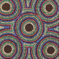 Aboriginal Artwork by Lorraine Napangardi Wheeler, Lukarrara Jukurrpa (Desert Fringe-rush Seed Dreaming), 30x30cm