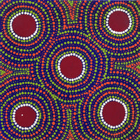 Aboriginal Artwork by Lorraine Napangardi Wheeler, Lukarrara Jukurrpa (Desert Fringe-rush Seed Dreaming), 30x30cm