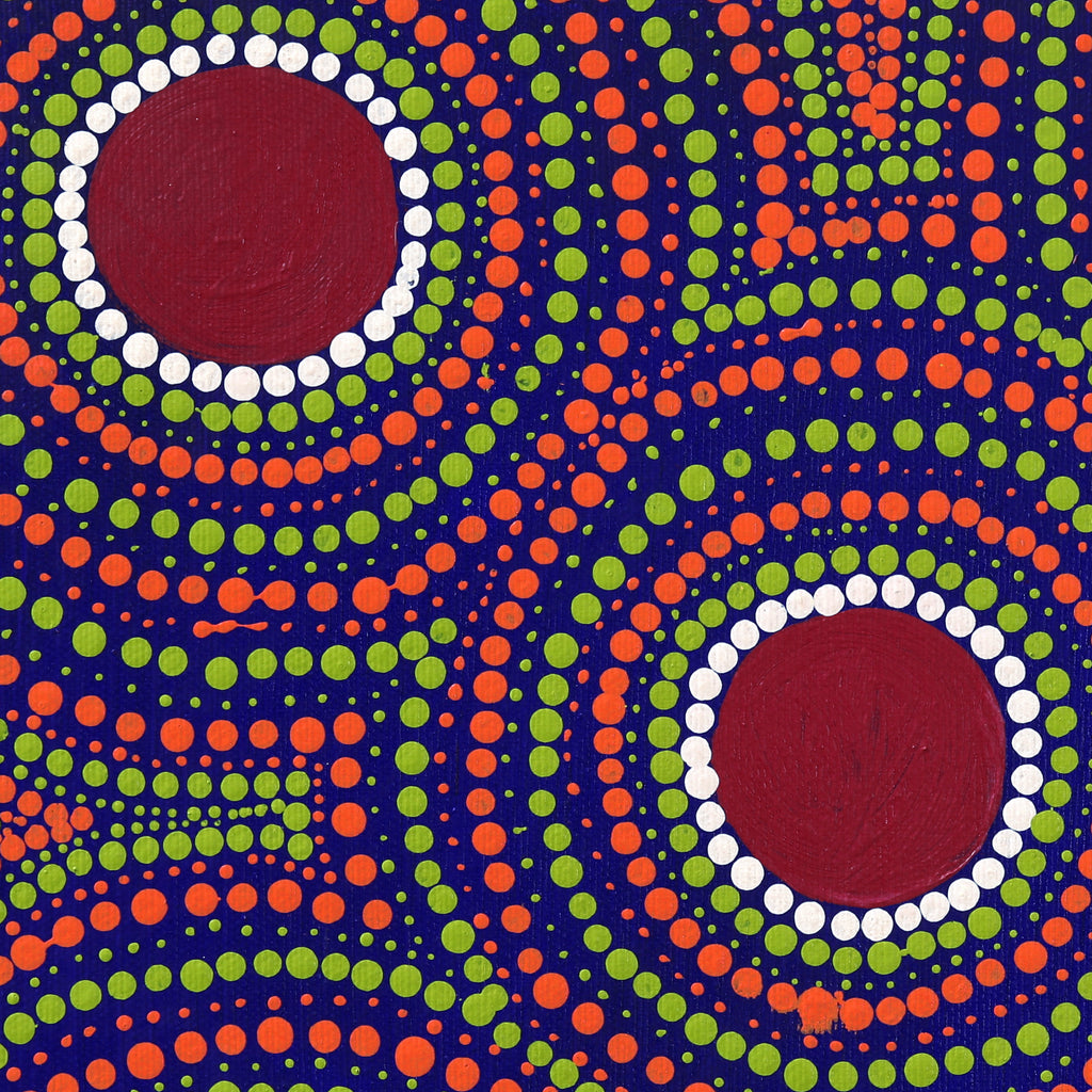 Aboriginal Artwork by Lorraine Napangardi Wheeler, Lukarrara Jukurrpa (Desert Fringe-rush Seed Dreaming), 30x30cm