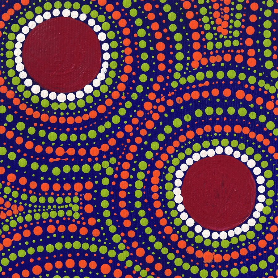 Aboriginal Artwork by Lorraine Napangardi Wheeler, Lukarrara Jukurrpa (Desert Fringe-rush Seed Dreaming), 30x30cm