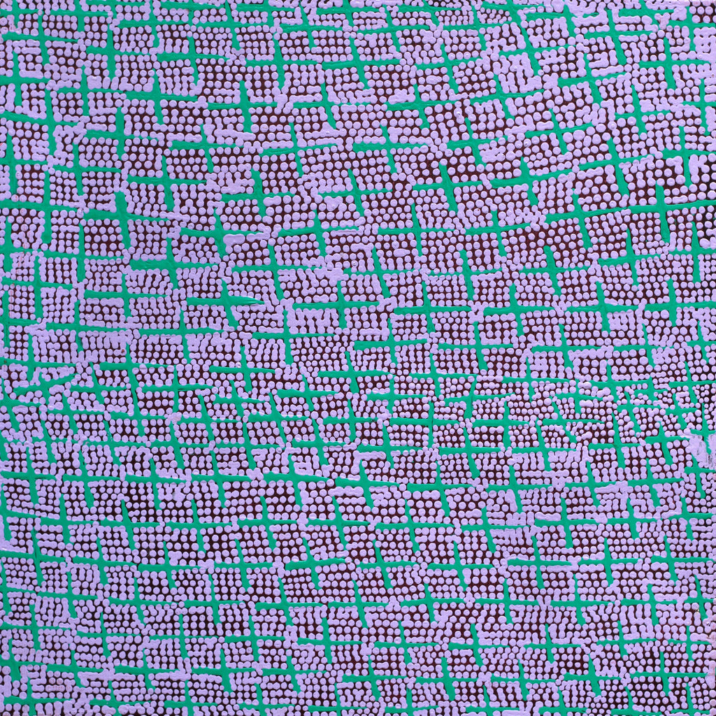 Aboriginal Artwork by Lorraine Nungarrayi Granites, Ngatijirri Jukurrpa (Budgerigar Dreaming), 30x30cm