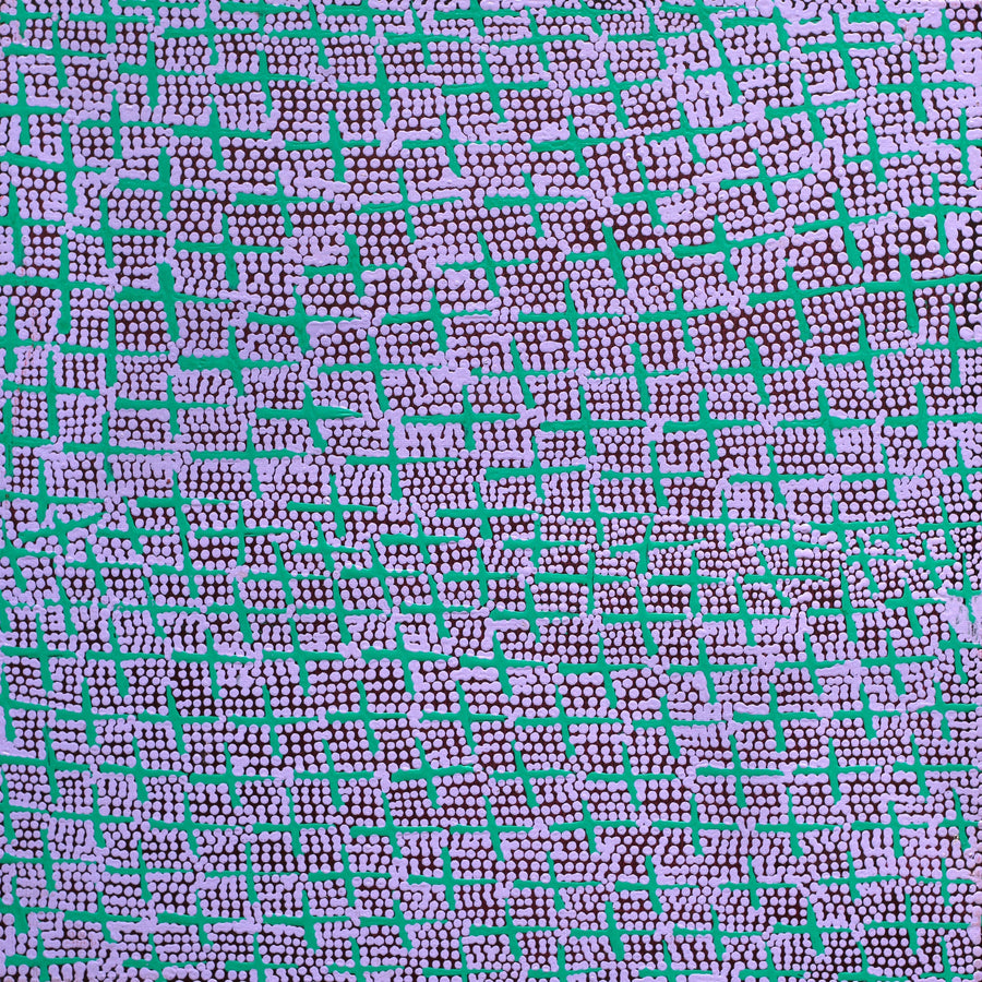 Aboriginal Artwork by Lorraine Nungarrayi Granites, Ngatijirri Jukurrpa (Budgerigar Dreaming), 30x30cm