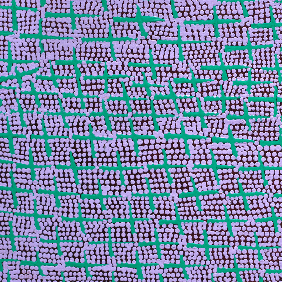 Aboriginal Artwork by Lorraine Nungarrayi Granites, Ngatijirri Jukurrpa (Budgerigar Dreaming), 30x30cm