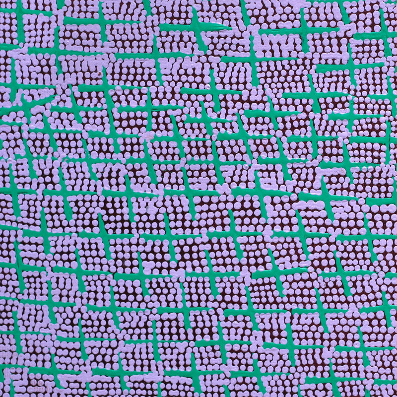 Aboriginal Artwork by Lorraine Nungarrayi Granites, Ngatijirri Jukurrpa (Budgerigar Dreaming), 30x30cm