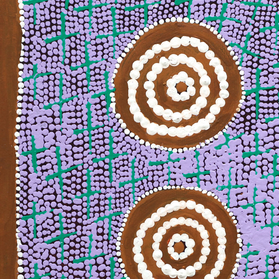 Aboriginal Artwork by Lorraine Nungarrayi Granites, Ngatijirri Jukurrpa (Budgerigar Dreaming), 30x30cm