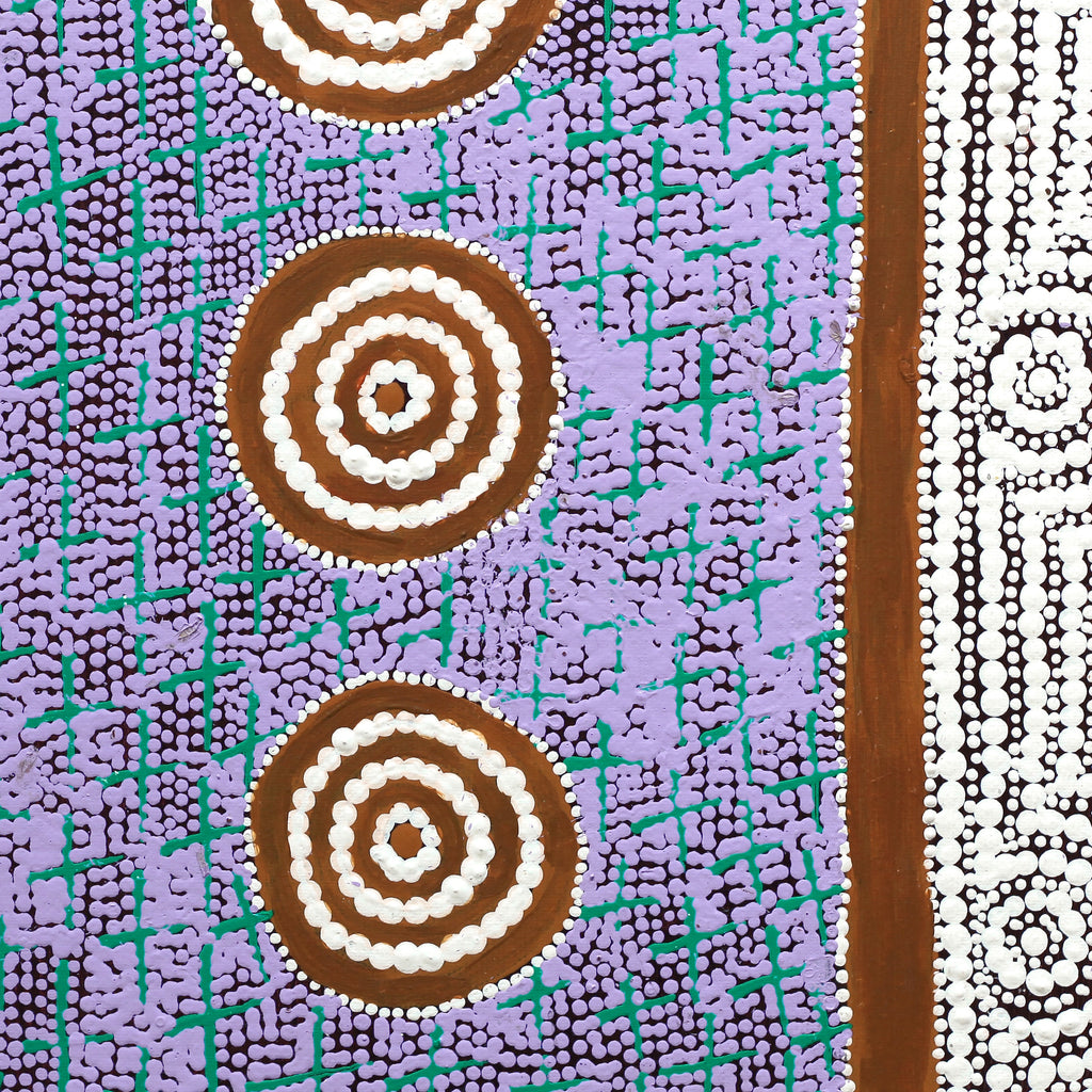 Aboriginal Artwork by Lorraine Nungarrayi Granites, Ngatijirri Jukurrpa (Budgerigar Dreaming), 30x30cm