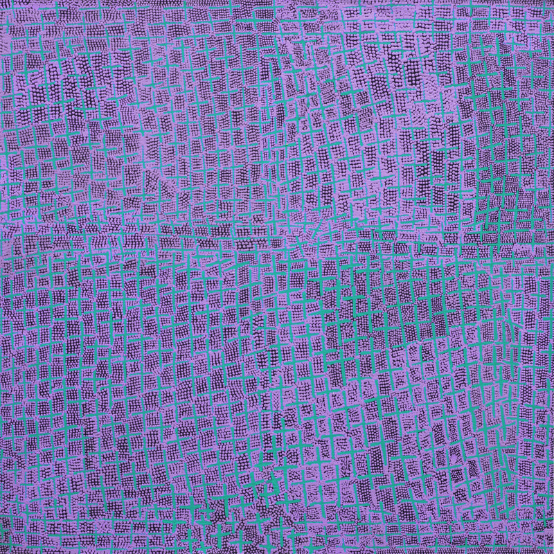 Aboriginal Artwork by Lorraine Nungarrayi Granites, Ngatijirri Jukurrpa (Budgerigar Dreaming), 76x76cm