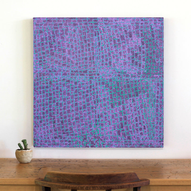 Aboriginal Artwork by Lorraine Nungarrayi Granites, Ngatijirri Jukurrpa (Budgerigar Dreaming), 76x76cm